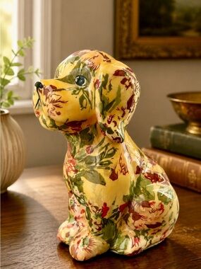 Joan Baker Designs ~ Patchwork Porcelain Dog Figurine 7.5”